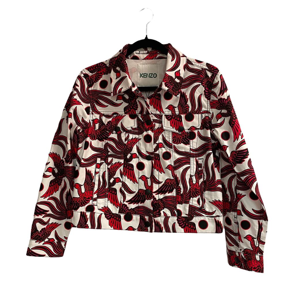 NEW Kenzo Flying Phoenix Jacket White Red Black Bird Print